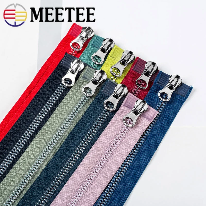 

Meetee 2/5pcs 120cm 8# Resin Zipper Double Sliders Open-end Zips for Down Jacket Zippers DIY Garment Sewing Zip Accessories