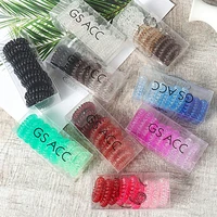12pcs telephone wire elastic hair bands for girls gradient color headwear ponytail holder rubber bands women hair accessories