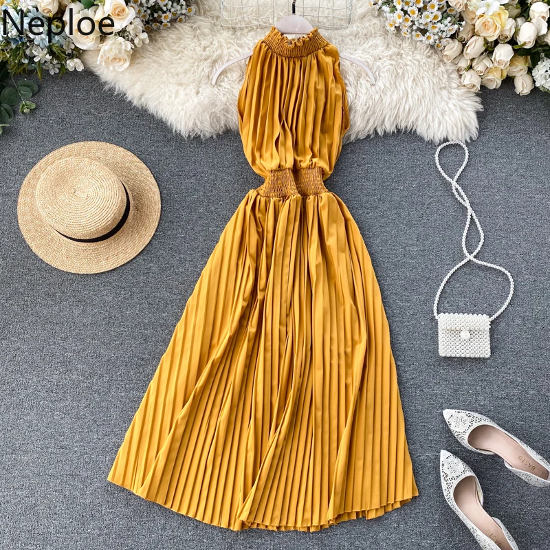 Neploe сексуальное длинное платье без рукавов с открытыми плечами тонкая талия