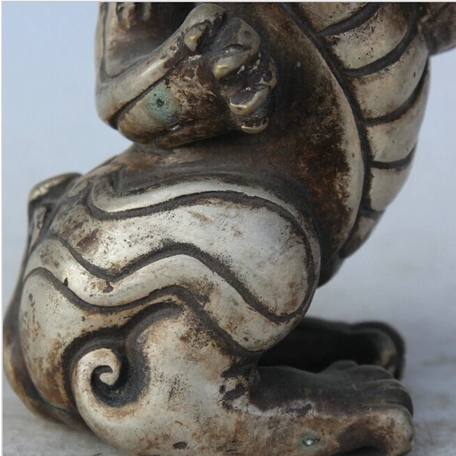 923 + 6 &quotСтарый китайский фэн-шуй Бронзовый Серебряный зверь животное бестиал