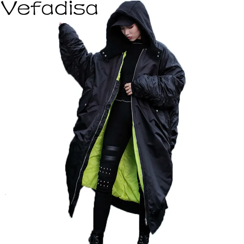 Vefadisa Женская парка со съемным капюшоном 2019 черная зимняя с свободная куртка на
