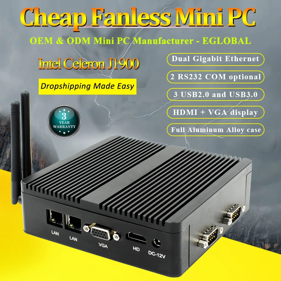 Брандмауэр AES NI безвентиляторный мини ПК Linux 3160 N3150 J1900 4 ядра 2 ГГц * Lan Pfsense