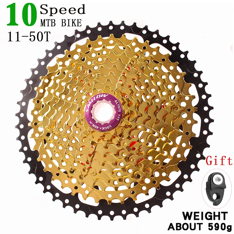 

SMLLOW 10 Speed Gold Cassette 11-50T Wide Ratio Freewheel Mountain Bike MTB Bicycle Cassette Sprocket Compatible With Sarm