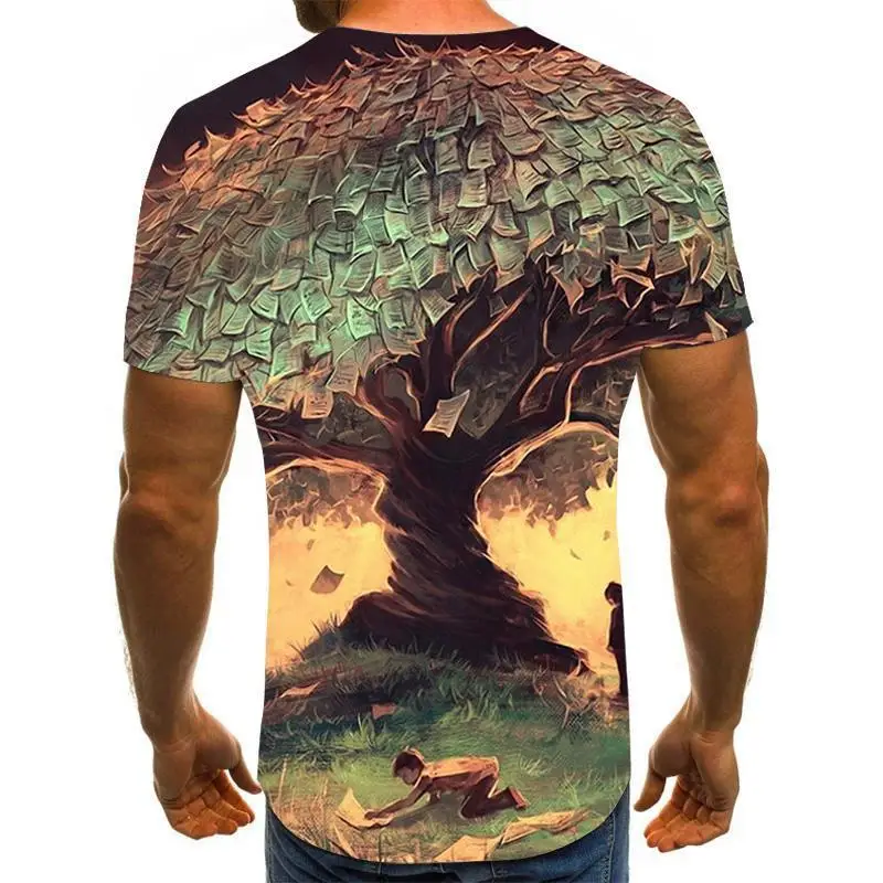 

2020 New Men 3D T-shirt Casual Short Sleeve O-Neck Fashion Nature Colorful Tree Printed t shirt Men Tees Children's T-shirt 110