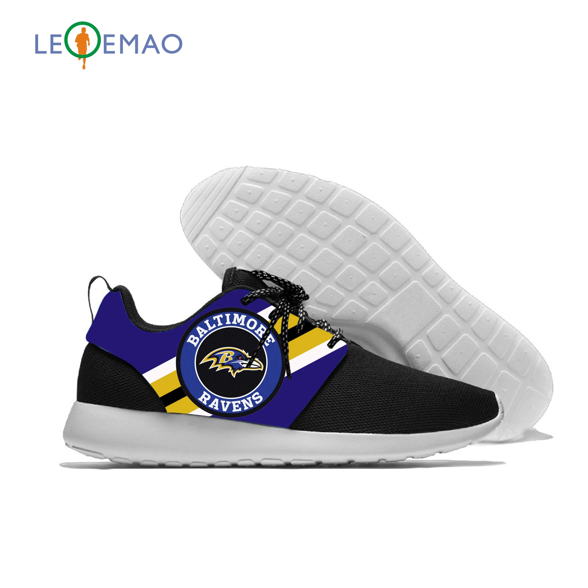 

Men Women Running Ravens Logo Shoes Unisex Sneakers White Black Pink Mesh Shoes Baltimore Football Fans Flat Shoes Lace Up Teens