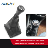 1pcs car styling 5 speed manual gear shift knob lever gaiter cover collars car accessories for peugeot 206 207 307 2006 2013