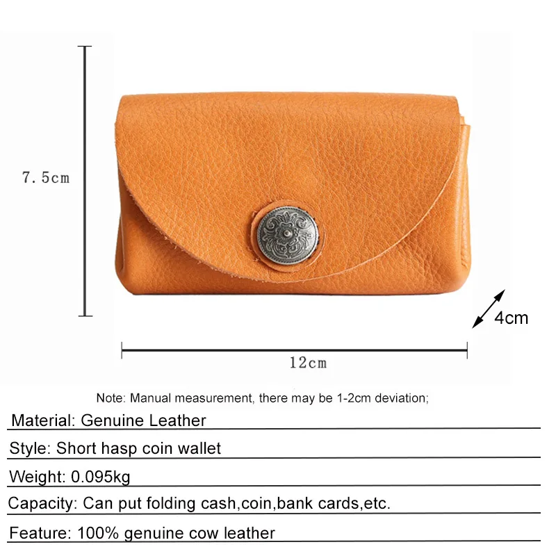 Кошелек для мелочи мужчин и женщин маленький бумажник из 100% натуральной кожи