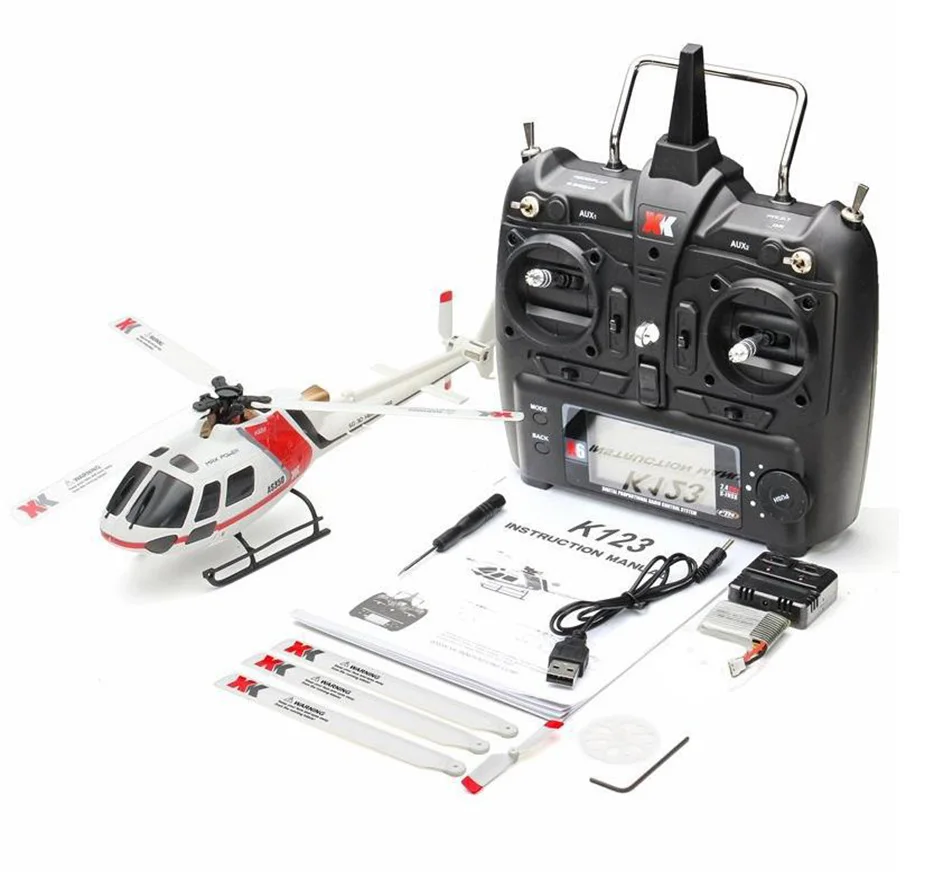 XK K123 6CH бесщеточный AS350 весы 3D6G Системы Non aileron RC вертолет игрушки RTF для детей