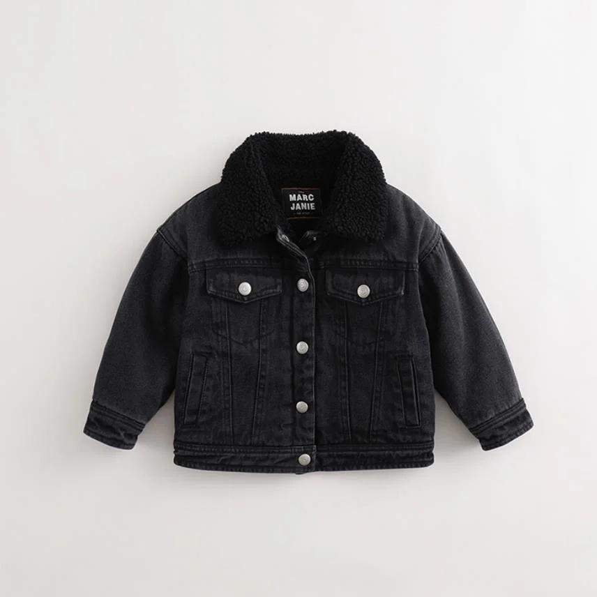 Детское зимнее пальто из искусственного меха джинсовая куртка овечьей шерсти с