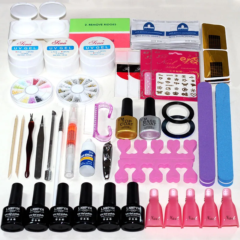 Маникюрный набор для ногтей Удлинительный УФ-гель маникюрный 6 цветов Гель-лак