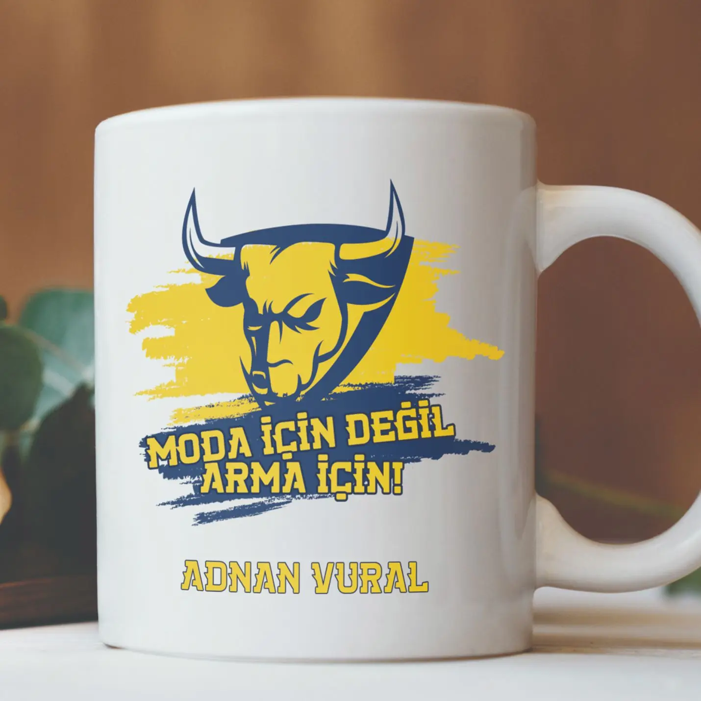

Personalized Yellow Navy Blue Love Mug Cup