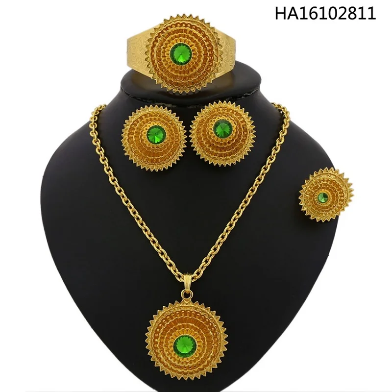 Yulaili классический комплект ювелирных изделий из эфиопского золота ожерелье