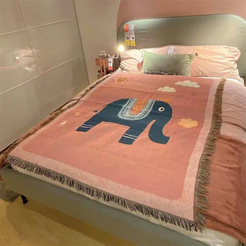 Satin Al Fil Altında Bulutlar Dekoratif Kanepe Atmak Sandalye Covver Duvar Asılı örme Kalın Kumaş çizgi Film Yatak çarşafı Kumaş Halı