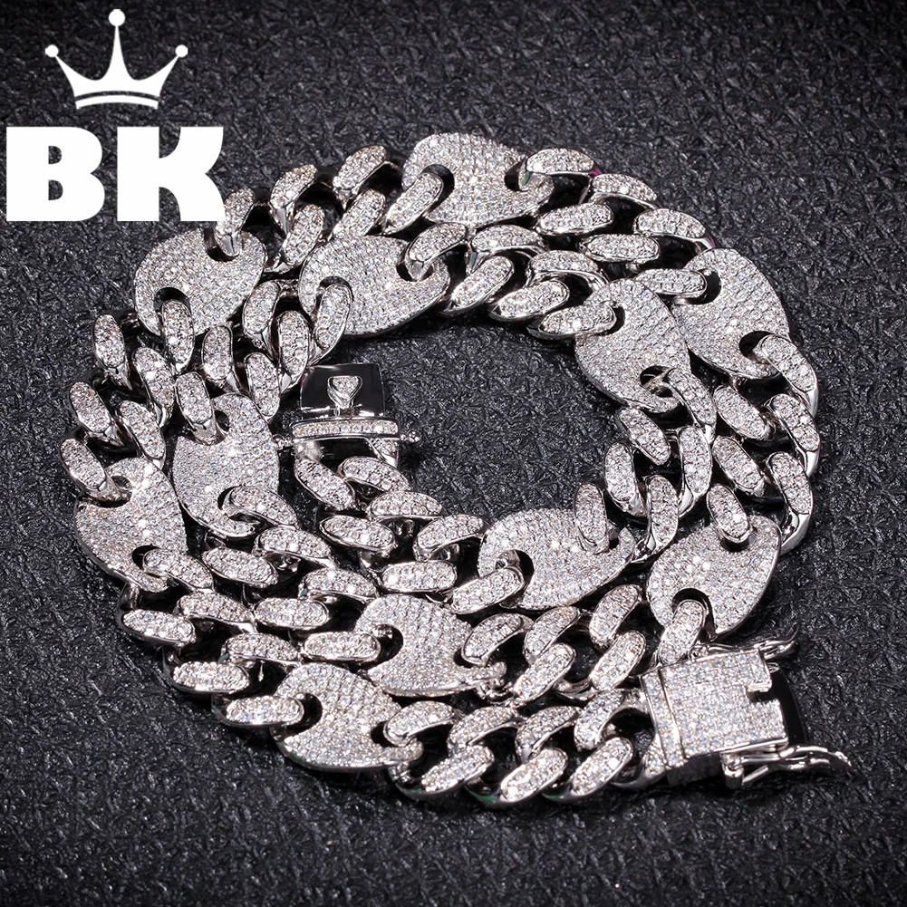 Шикарный панцирный кубинский браслет с разноцветными высшего качества в стиле