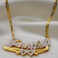 vishowco fashion hip hop style custom name necklace personalized golden nameplate necklace jewelry for women gift