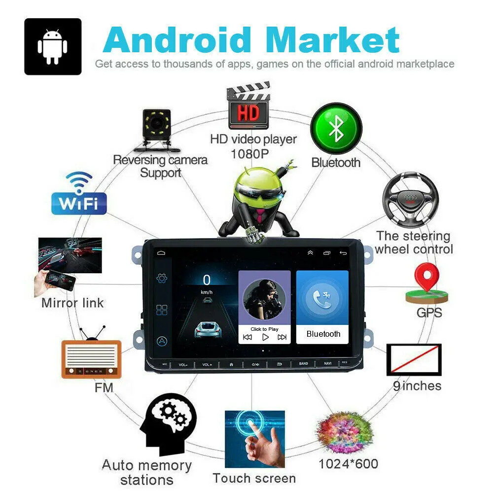 Автомагнитола 2 Din мультимедийный проигрыватель 9 дюймов на платформе Android 9002 с