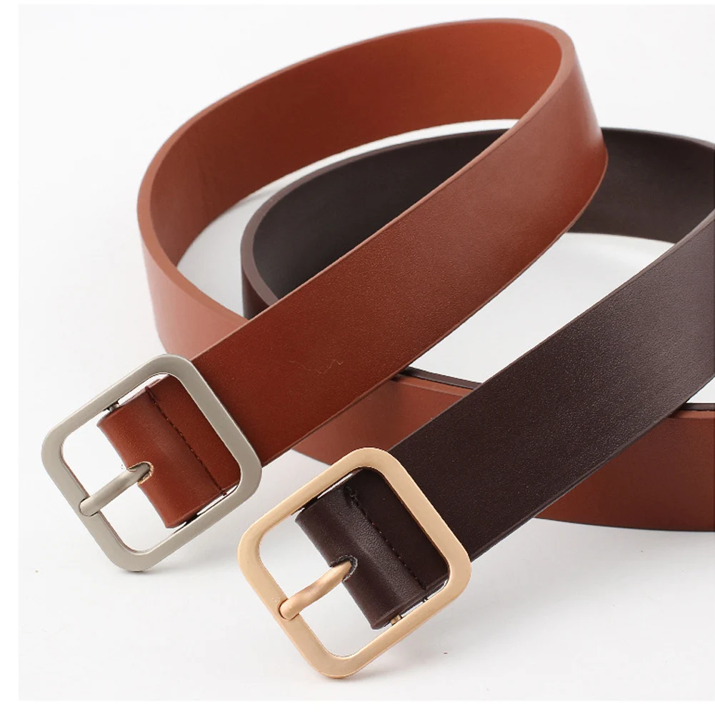 

Hot Sale Square Buckles Belt Female Gold Deduction Jeans Wild Belts Fashion Students Simple Casual Trouser Belt Accessories New
