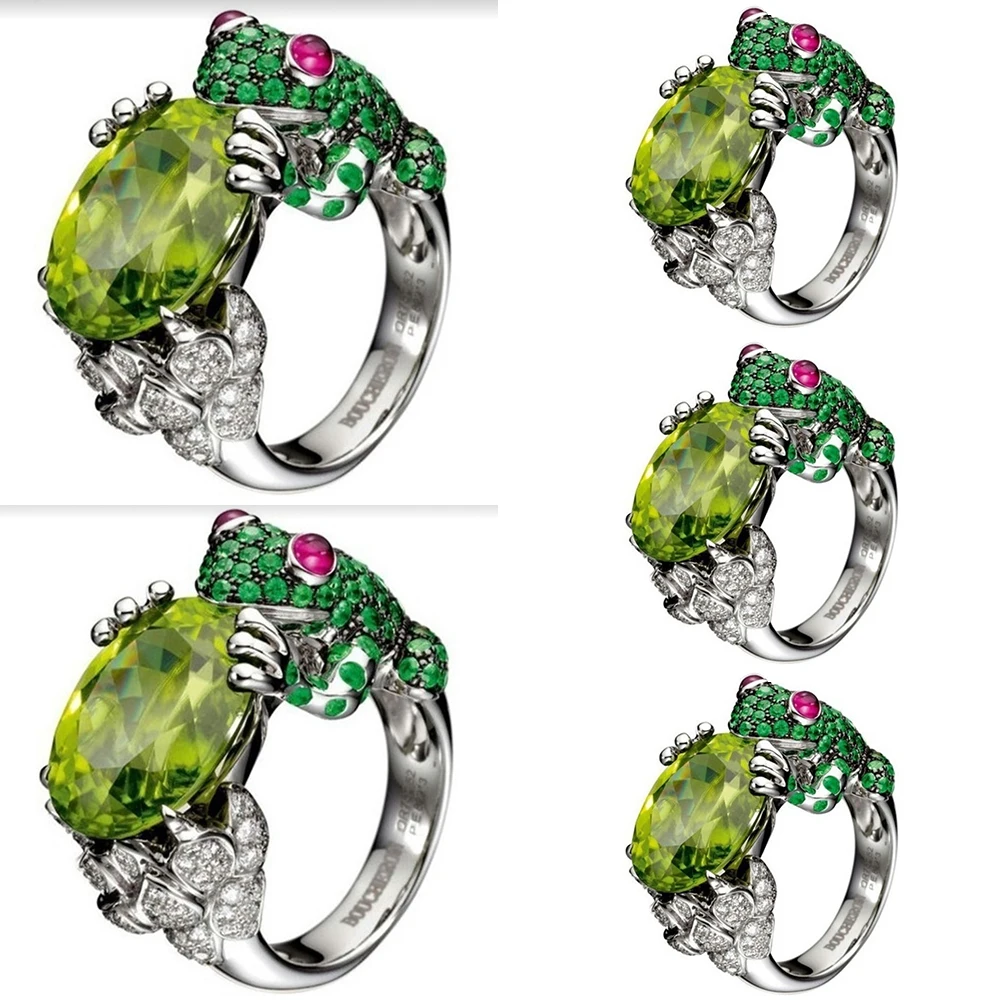 Роскошные кольца с зелеными кристаллами в стиле хип-хоп ювелирные изделия