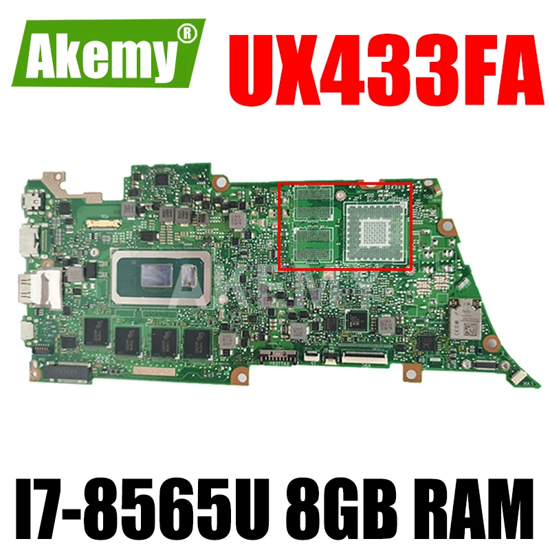 

UX433FA I7-8565U 8 Гб Оперативная память материнская плата для ноутбука ASUS UX433FN UX433FA UX433F UX433 ноутбук материнская плата UX433FA испытания