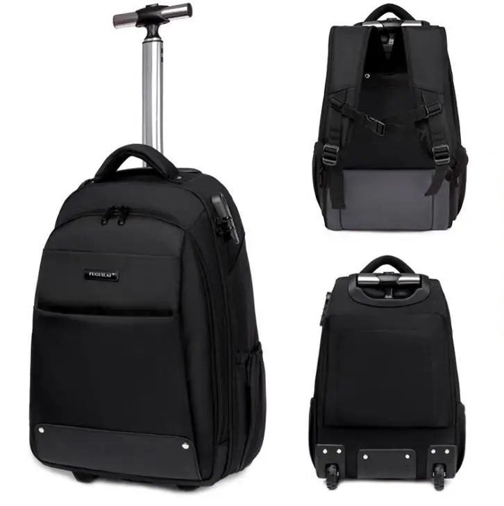 Men Wheeled backpack carry on hand luggage bags Women Travel trolley backpack bag on wheels School trolley bag cabin luggage bag