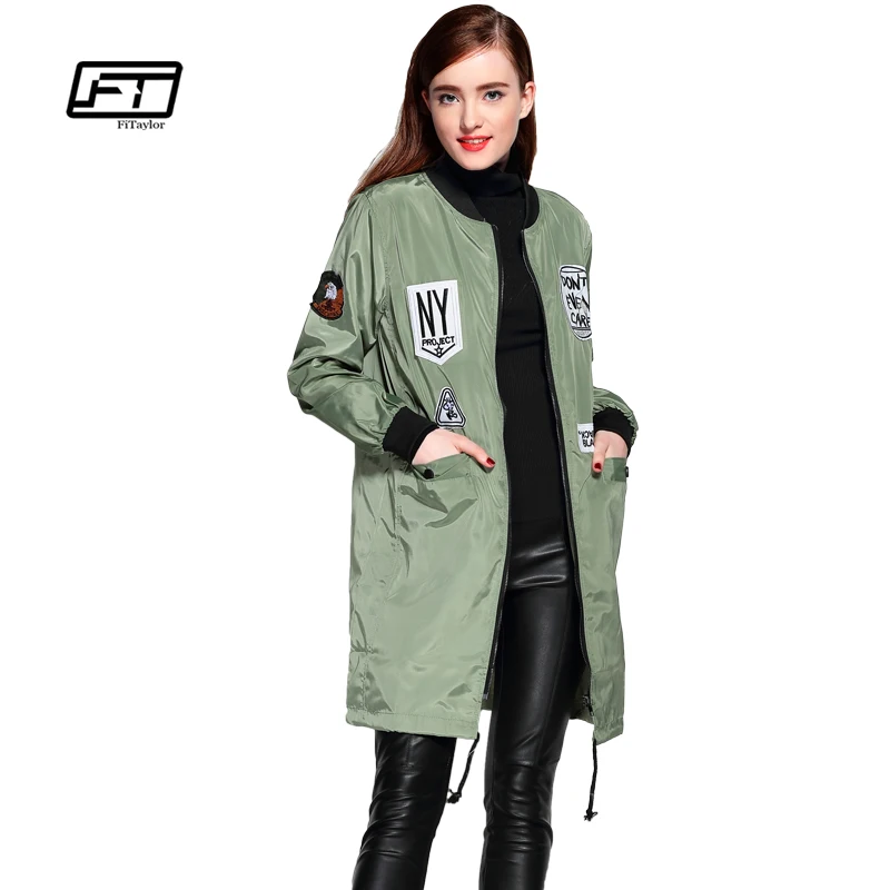 Fitaylor новый осенний Женский Тренч с Emboridery тонкая ветровка мультяшным принтом