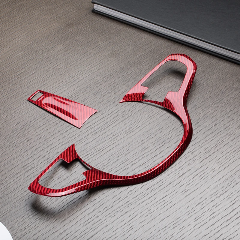 

Red Glass fiber Steering wheel trim cover Car interior Auto Parts For BMW G20 G28 325i 330i