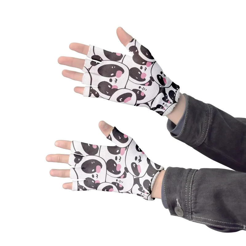 

Fashion Short Knitted Panda Gloves Spring Summer Unisex Fingerless Gloves Men's Non-slip Cycling Mittens Festival Gifts