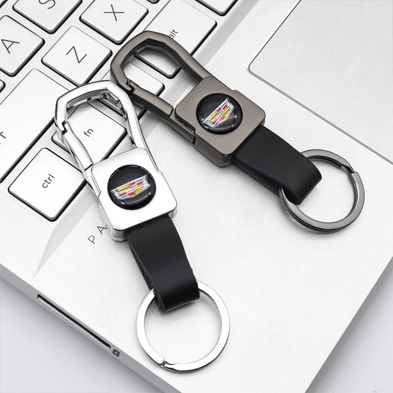 

1pcs car keychain metal leather business key ring pendant for Cadillac- CT4 CT5 CT6 ESCALADE CTS XT4 XT5 XT6 ATS SLS ELR XLR