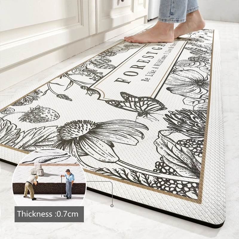 pu leather long strip kitchen carpet pvc doorway floor mats household dining room wipeable oil proof and waterproof non slip rug free global shipping