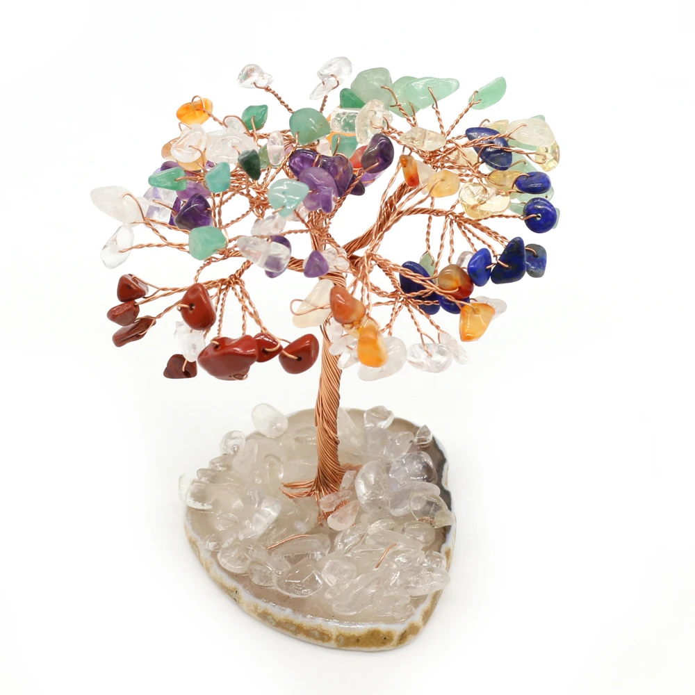 

Natural Semi-precious Stone Home Furnishing Articles Tree of Life Colorful Stone for DIY Handmade Home Decoration