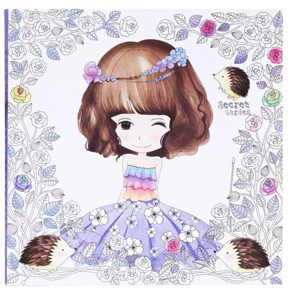 100 страниц Детские Edition платье с цветочным узором для девочек книжка раскраска 7 8 9