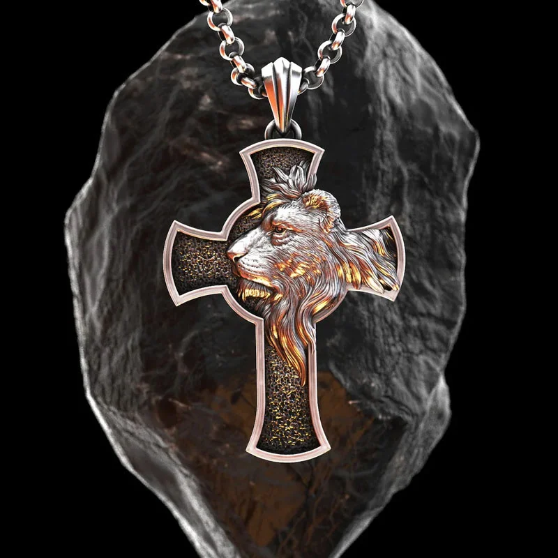 подвеска на шею винтаж панк прикольные штучки готика Ожерелье с крестом льва