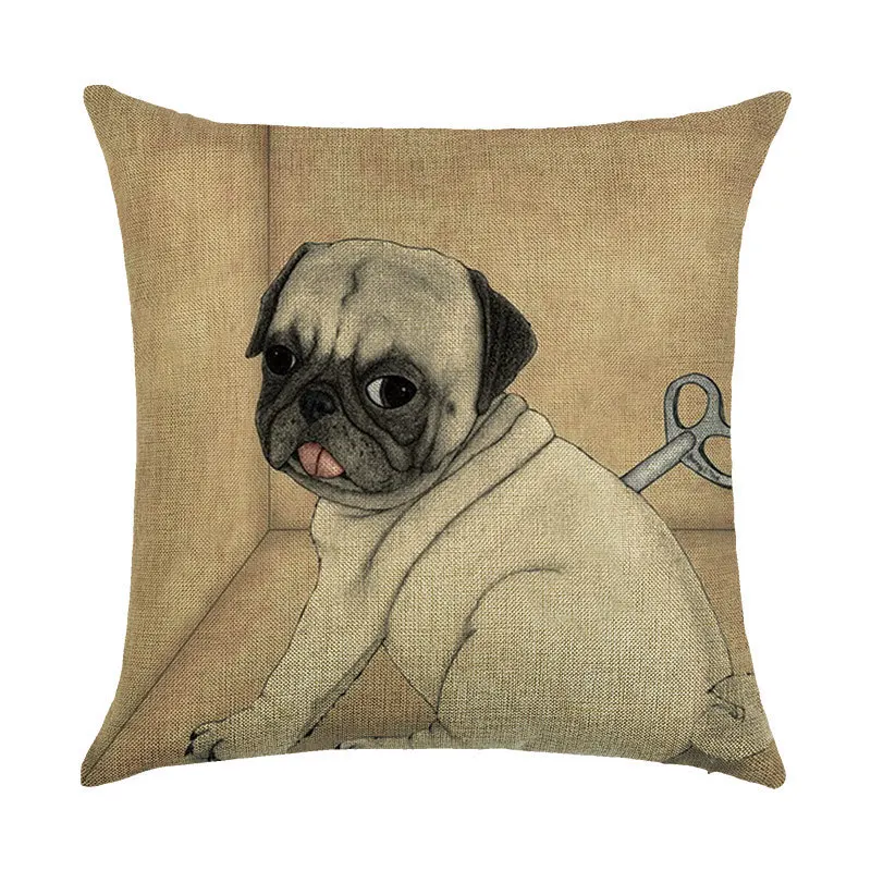 Новый набор подушек с мультяшным принтом собак наволочка льняная Подушка