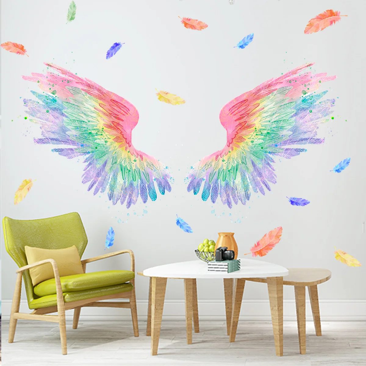 

DIY colorful Wings Wall Stickers Nordic Girls Rooms Kids Bedroom Decor Aesthetic Living Room TV Wall Decoration Decal Wallpaper