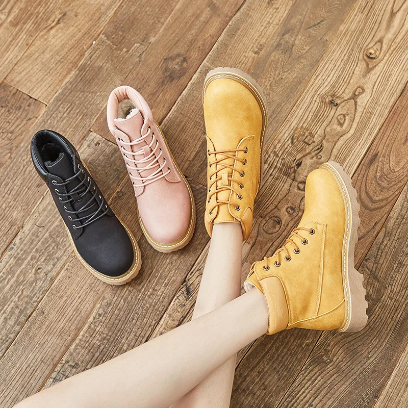 Зимние женские ботинки Короткие Плюшевые Теплые ботильоны для верховой езды