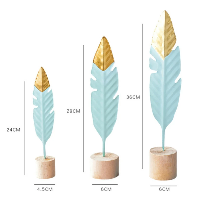 

Nordic Creative Iron Feather Shape Ornaments Metal Desktop Artist Office Home Accessories Living Room Decoration Kawaii Easter
