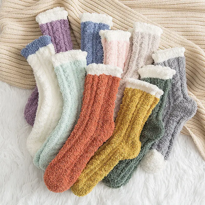 

2020 New Women's Towel Socks lovely Fashion Interesting Young Style Long Socks Cotton Soft Elasticity Keep Warm Solid Color Nice
