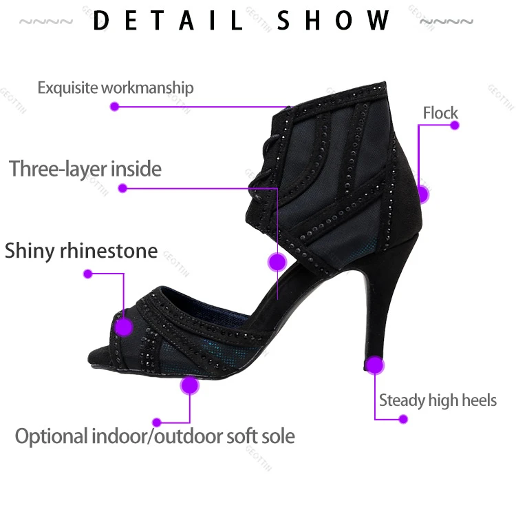 Скидки Сальса Джаз Крытый размера плюс латинские танцы обувь для танцев женские