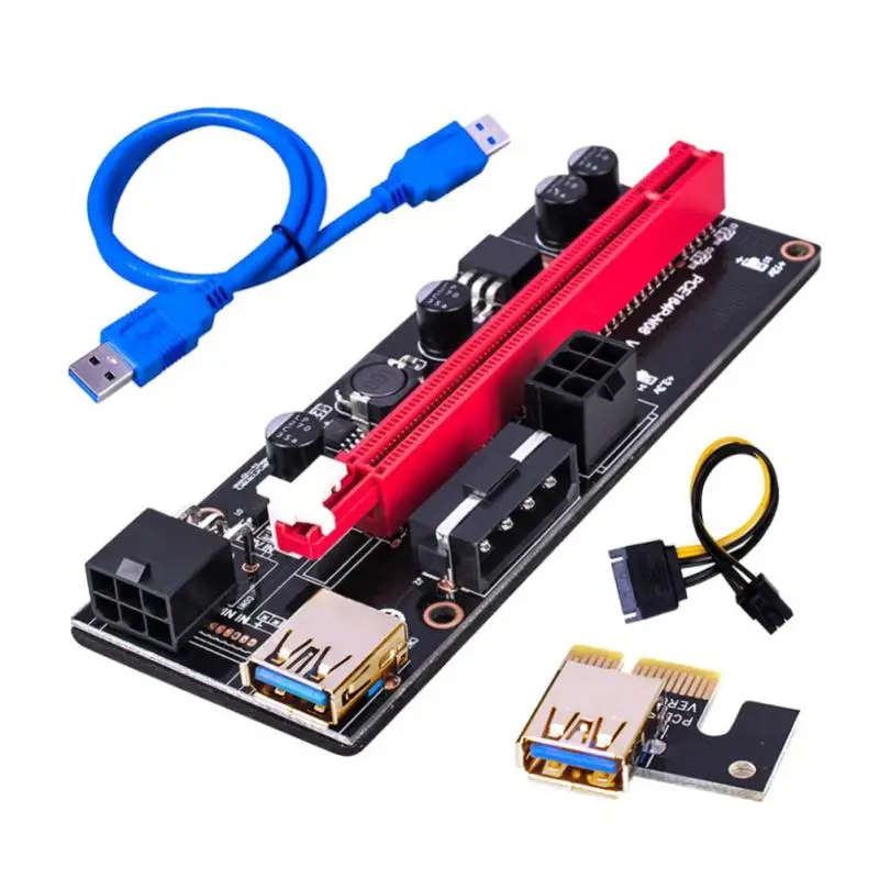 

Ver009 Usb 3.0 Pci-E Riser Ver 009S Express 1X 4X 8X 16X Extender Riser Adapters Card Sata 15Pin To 6 Pin Power Cable USB Cables