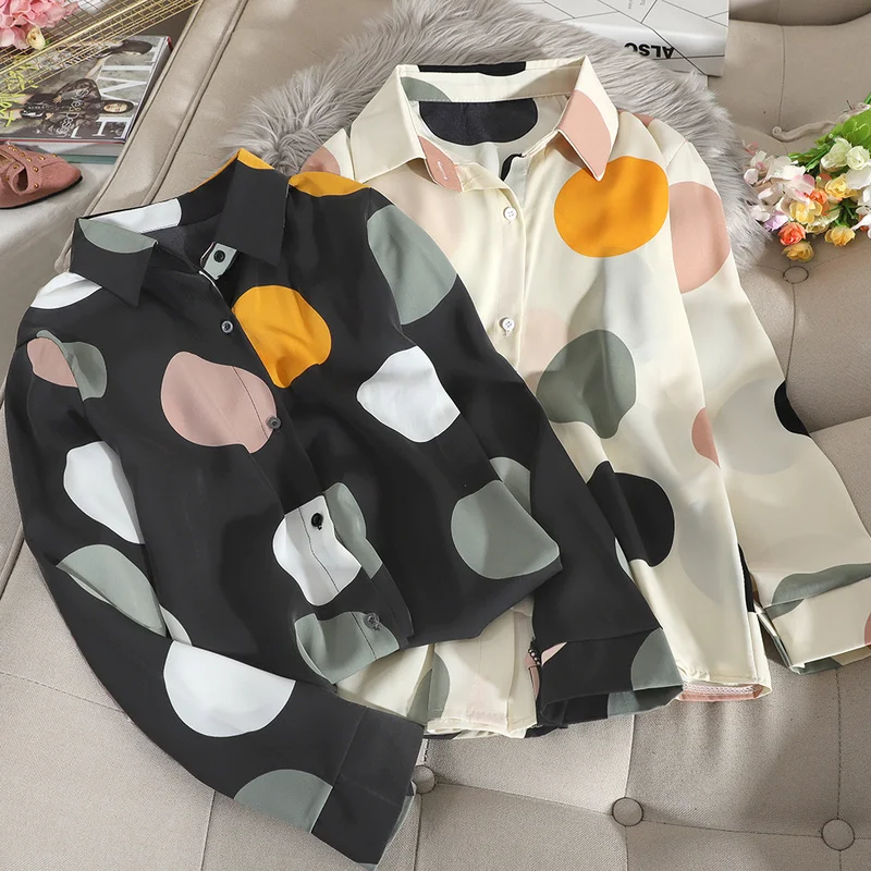 OCEANLOVE Chic Polka Dot Fashion Women Tops Long Sleeve 2020 Spring Chiffon Blouses Loose Print Casual Ins Ropa Mujer 13977 |