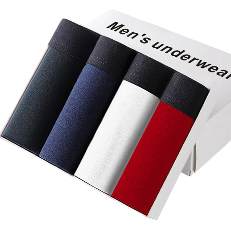 Трусы-боксеры мужские 4 шт./лот хлопковое нижнее белье пикантные плавки Модные