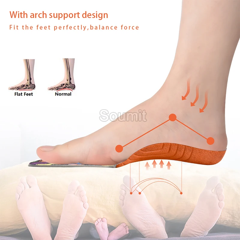 Soumit 3D Children Insoles Arch Support Orthopedic Insole Flat Feet Orthotic Shoe Sole for XO-Legs Corrector Kid Insert Shoe Pad
