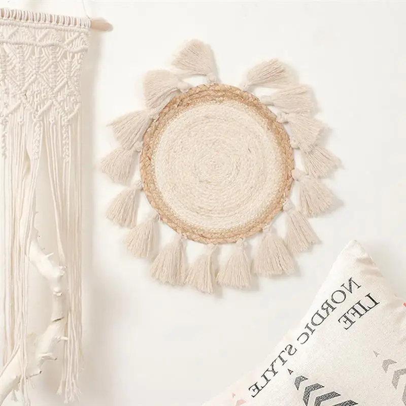 

Handmade Woven Macrame Wall Hanging Round Tapestry for Wedding Wall Decoration Living Room Home Decor Art