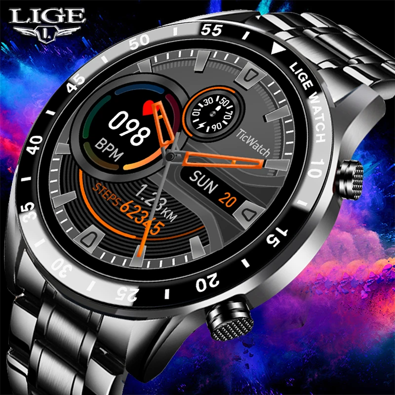 

LIGE 2021 New Fashion Smartwatch Bluetooth Call Sport Men's Watch Heart Rate Monitoring Music Control Waterproof Smart Watch Man