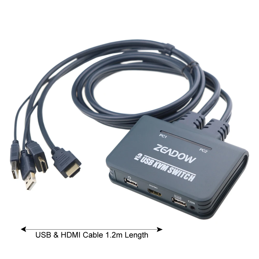 2 порта HDMI KVM переключатель клавиатура мышь разветвитель коробка с HDMI и USB кабели поддержка 4к×2к@ 30 Гц для Linux, Windows, Mac