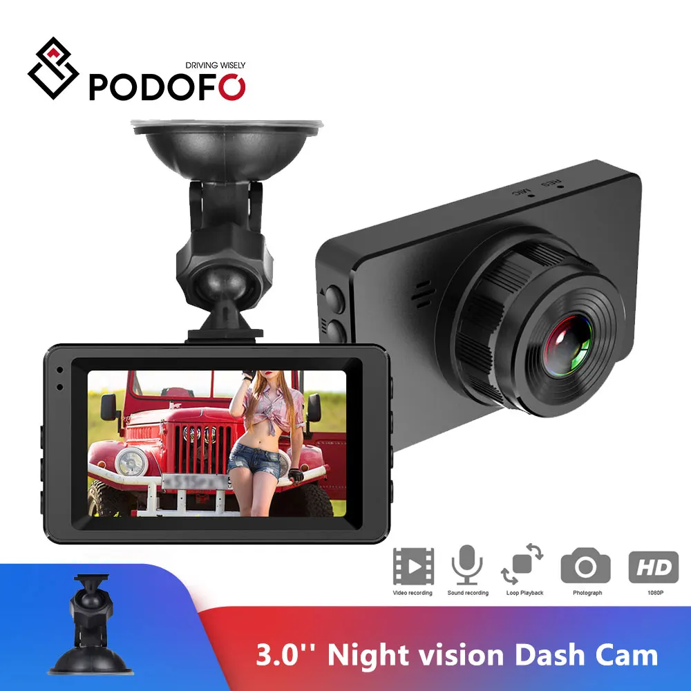 Автомобильный видеорегистратор Podofo 3 дюйма Full HD 1080P видео регистратор g-сенсор