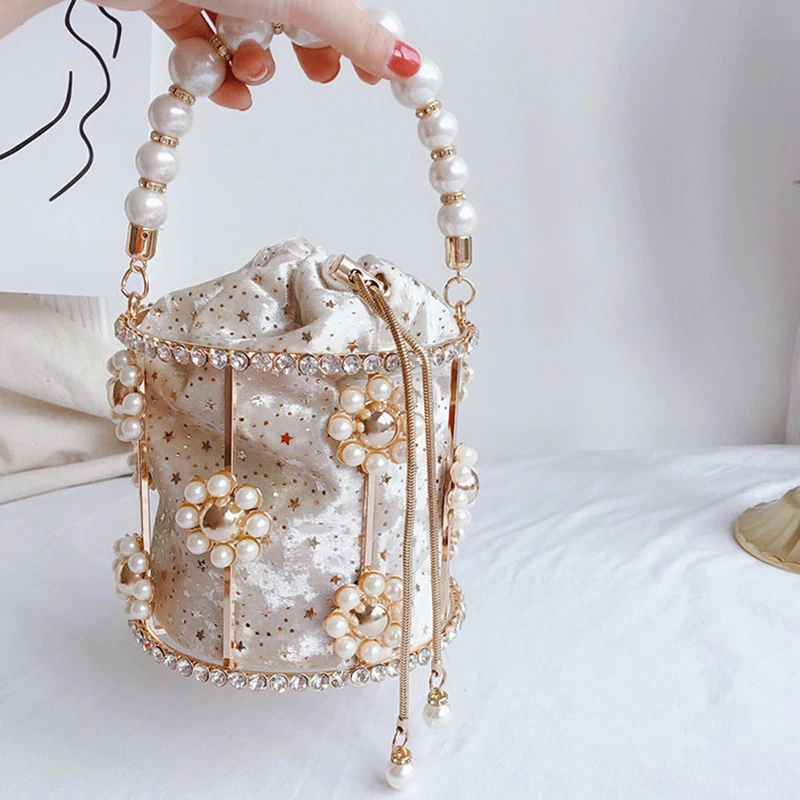 

Женская сумка-мешок с цветами и жемчугом, вечерняя сумка-клатч, Роскошный дизайнерский Свадебный клатч с бисером, ZD1632