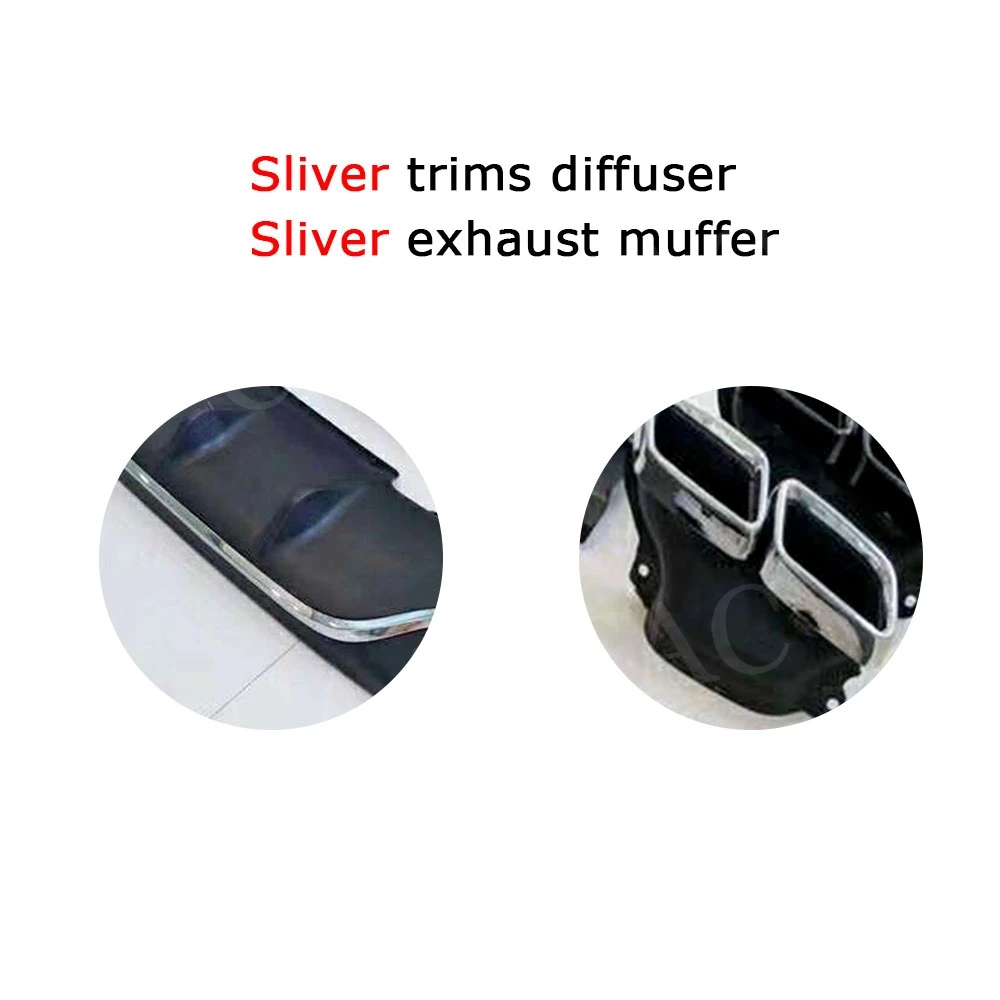 silver silver E класс PP Диффузор, губа на задний бампер с выхлопные трубы 4 розетки для Mercedes Benz W213 E200 E300 Стандартный бампер - Цвет: silver silver