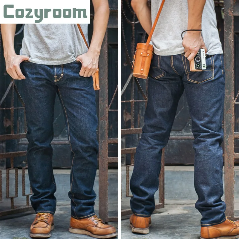 

Cozyroom Slim Fit Men's Jeans 16oz Selvage Denim Pants Blue Onewash