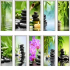 Настенная 3d-наклейка на дверь, настенный плакат из натурального камня, свечи, цветов, самоклеящаяся ПВХ водонепроницаемая наклейка, для ремонта, украшения дома